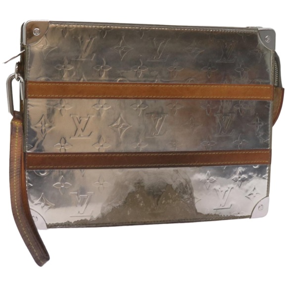 LOUIS VUITTON Monogram Mirror Trunk Pochette ClutchBag Silver M80807 Auth 67401 - Picture 1 of 16